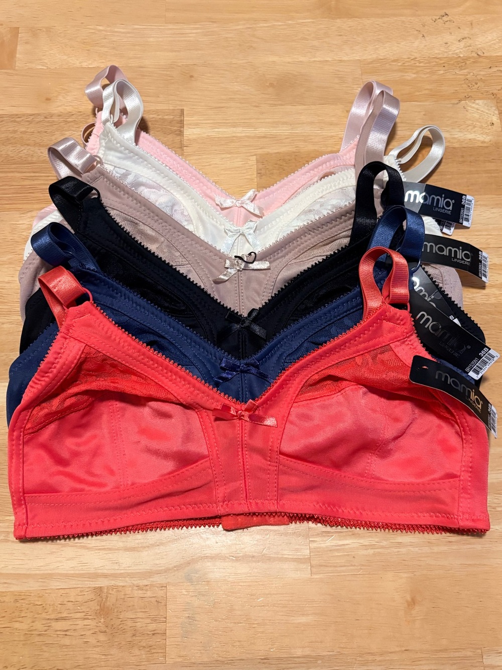 Mamia no padding no wire bras 6 pack